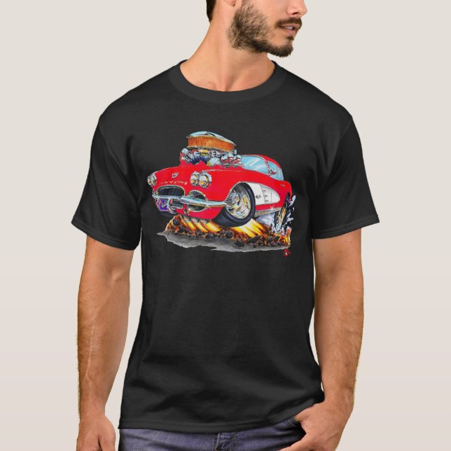 Camiseta Coche 1961 del rojo del Corvette (Anverso)