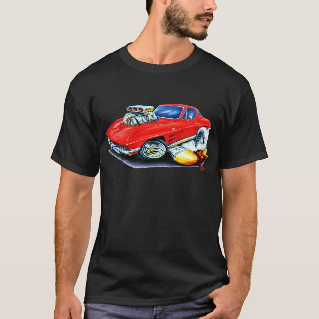 Camiseta Coche 1963-64 del rojo del Corvette (Anverso)