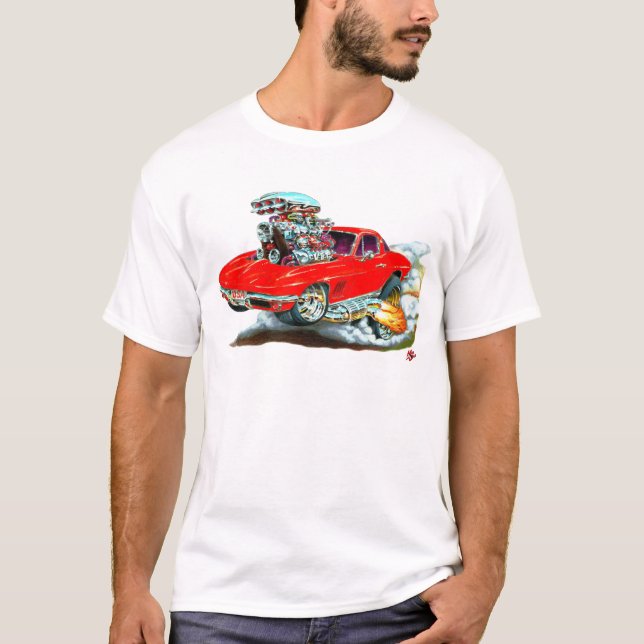 Camiseta Coche 1966-67 del rojo del Corvette (Anverso)