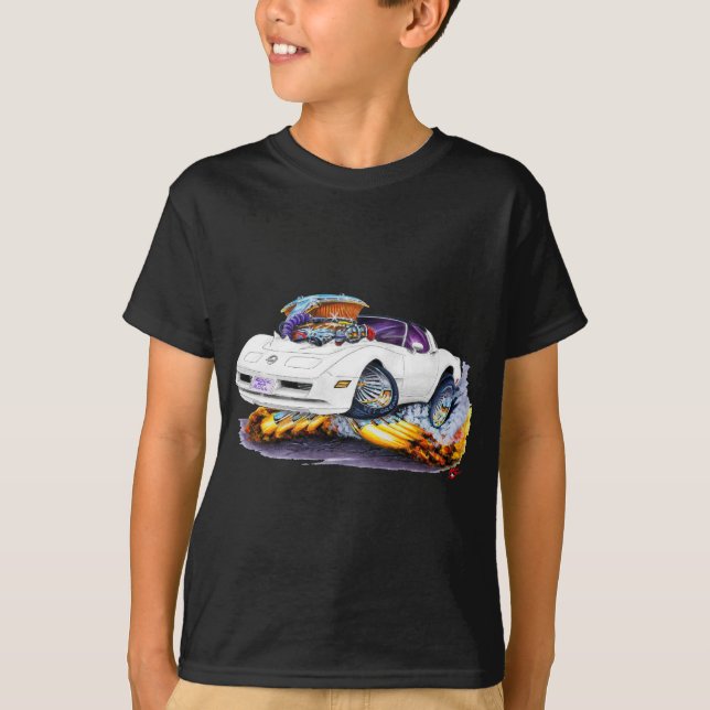 Camiseta Coche 1980-82 del blanco del Corvette (Anverso)