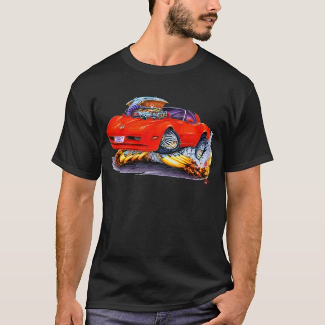 Camiseta Coche 1980-82 del rojo del Corvette (Anverso)