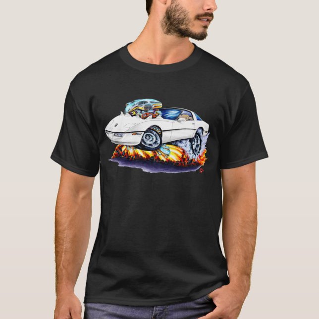 Camiseta Coche 1984-93 del blanco del Corvette (Anverso)