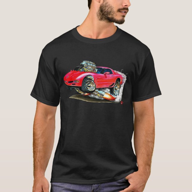 Camiseta Coche 1998-2004 del rojo del Corvette (Anverso)