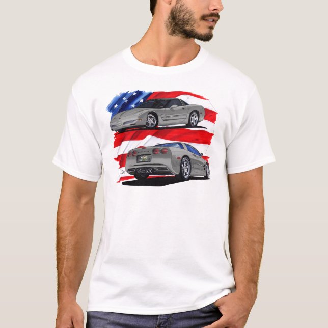 Camiseta Coche 1999-04 del gris del Corvette (Anverso)