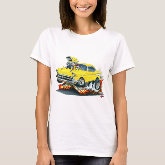 Camiseta Coche amarillo 1957 de Chevy Belair (Anverso)