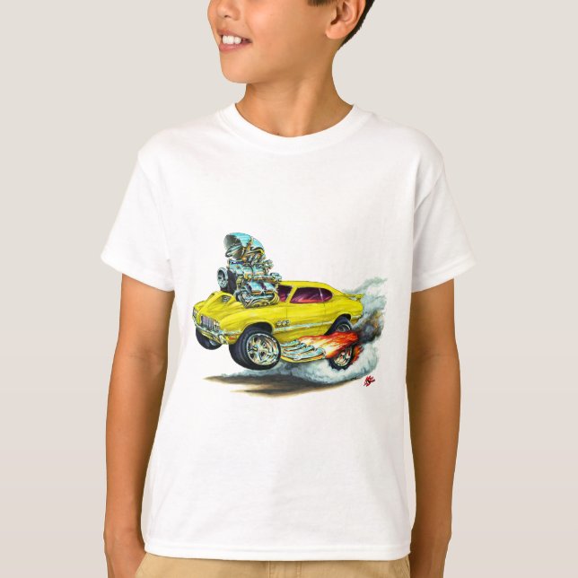 Camiseta Coche amarillo 1970-72 del machete 442 de Olds (Anverso)