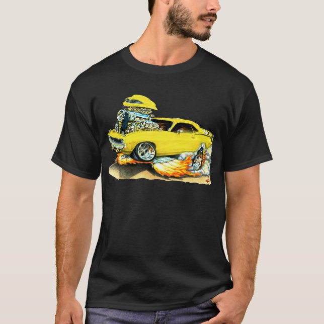 Camiseta Coche amarillo 1970 de Plymouth Cuda (Anverso)