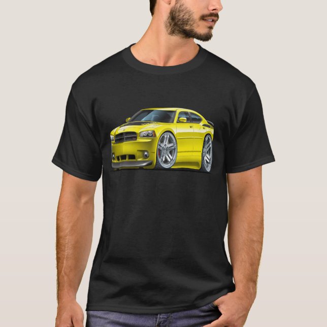 Camiseta Coche amarillo de Daytona del cargador de Dodge (Anverso)