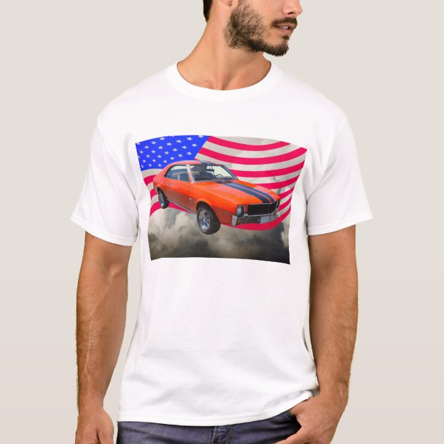 Camiseta Coche AMC Javlin con bandera estadounidense (Anverso)
