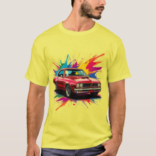 Camiseta Coche antiguo con salpicaduras de pintura colorida