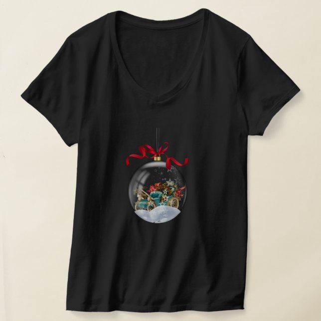 Camiseta Coche antiguo en una bola de Navidad transparente (Distribución )