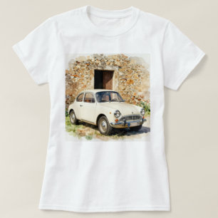 Camiseta Coche Antiguo junto a Edificio de Piedra
