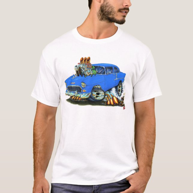 Camiseta Coche azul 1955 de Chevy 150-210 (Anverso)