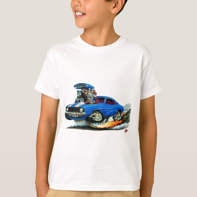 Camiseta Coche Azul-Blanco 1969 de Camaro SS (Anverso)