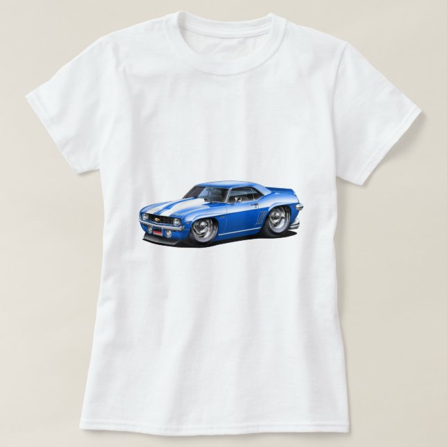 Camiseta Coche Azul-Blanco 1969 de Camaro SS (Diseño del anverso)