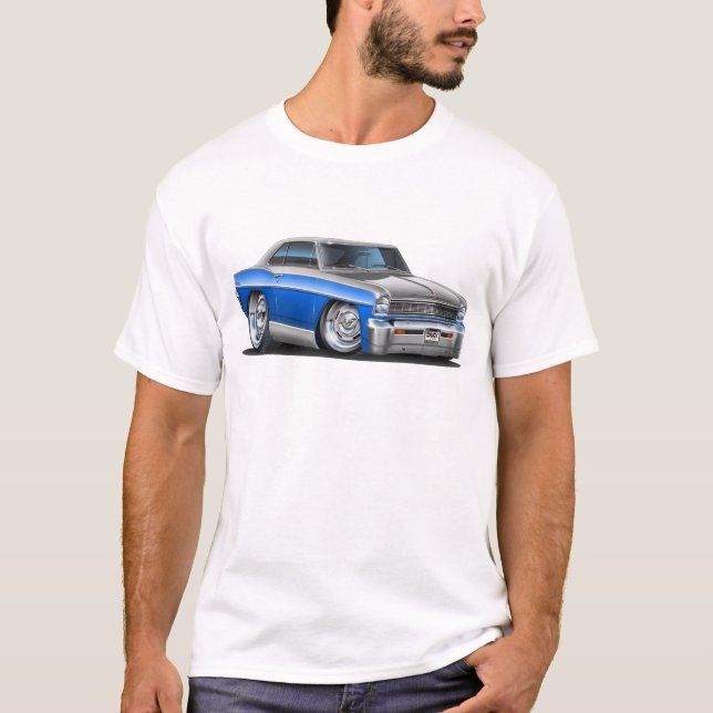 Camiseta Coche Azul-Gris de Chevy Nova (Anverso)