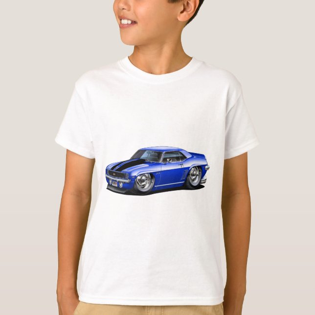 Camiseta Coche Azul-Negro 1969 de Camaro (Anverso)