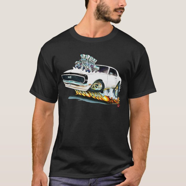 Camiseta Coche Blanco-Negro 1968 de Camaro (Anverso)