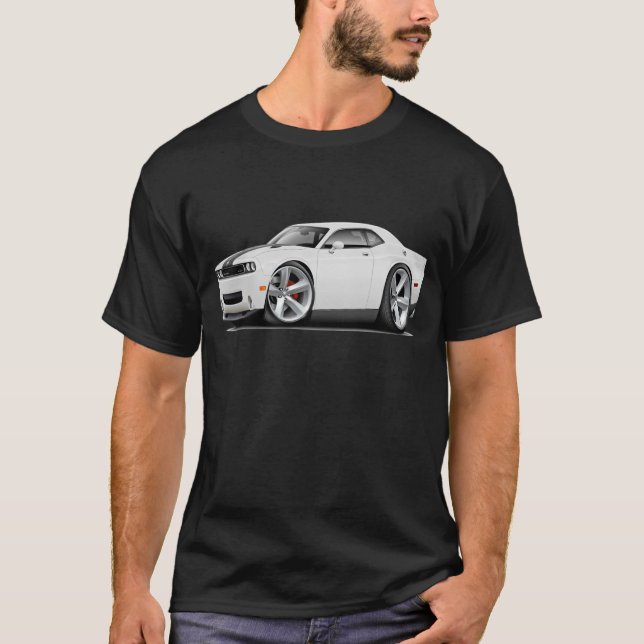 Camiseta Coche Blanco-Negro del desafiador SRT8 (Anverso)
