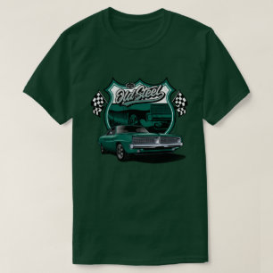 Camiseta Coche Clásico Patrón de Carrera de Acero Antiguo