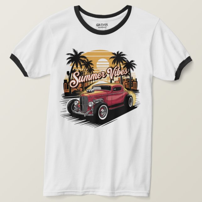 Camiseta Coche Clásico Vibraciones de Verano (Anverso del diseño)