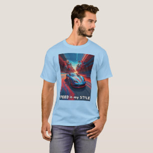 Camiseta Coche con efectos rojos y azules