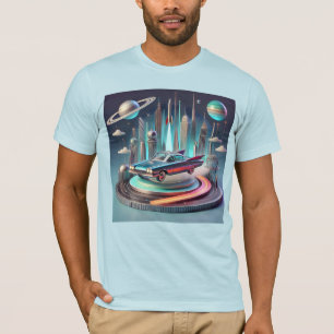 Camiseta Coche Coupe de Grandes Aletas Futurista Atómico