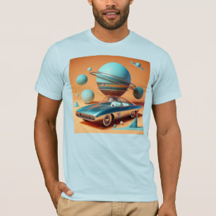 Camiseta Coche crucero con vista al cielo futurista atómico