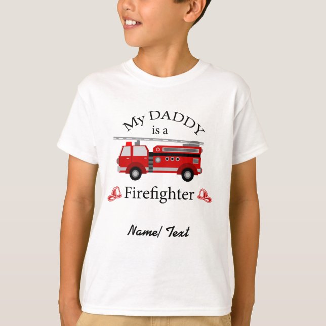 Camiseta Coche de bomberos - mi papá es BOMBERO (Anverso)
