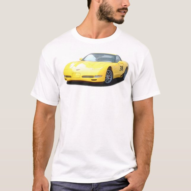 Camiseta Coche de carreras amarillo del Corvette Z06 (Anverso)