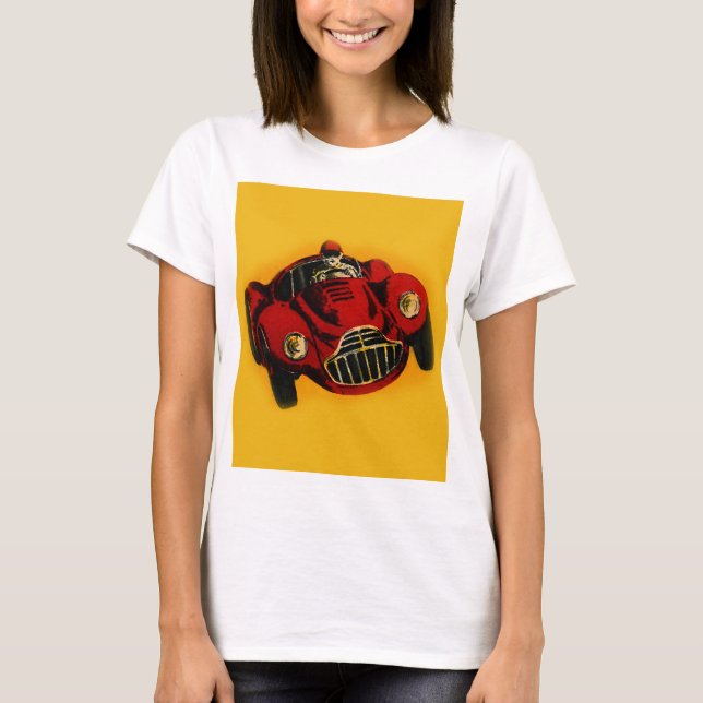 Camiseta Coche de Carreras automática amarillo rojo antiguo (Anverso)