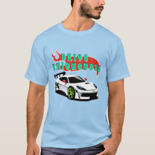 Camiseta Coche de Carreras Blanco Elegante con Acentos Neón