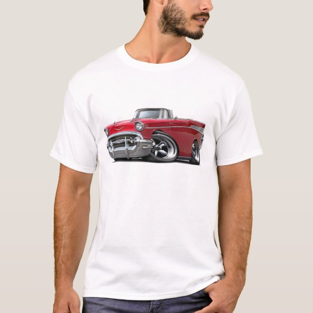 Camiseta Coche de carreras convertible rojo 1957 de Chevy (Anverso)