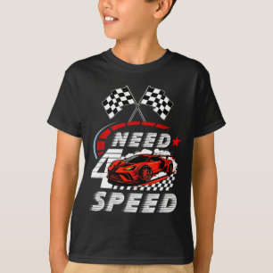 Camiseta Coche de Carreras Cumpleaños 4 Niño Necesita Cuatr