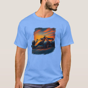 Camiseta Coche de carreras de Fórmula pintado de naranja y