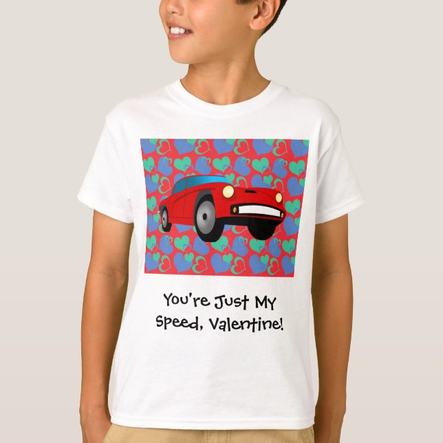 Camiseta Coche de carreras de la tarjeta del día de San (Anverso)