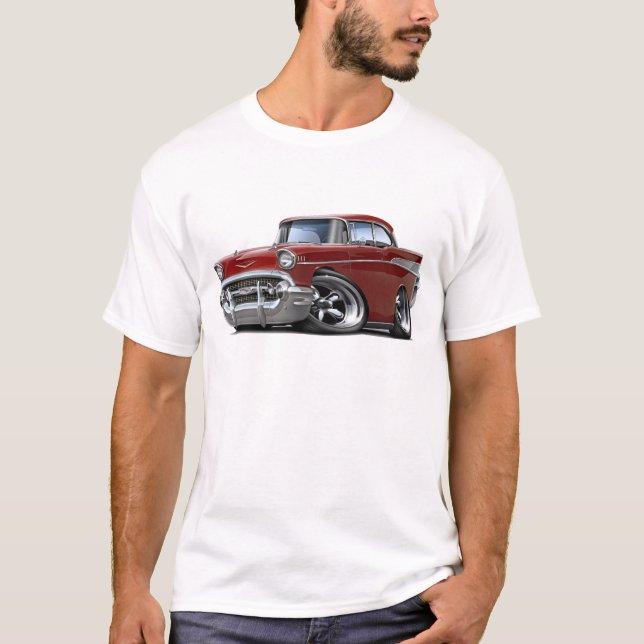 Camiseta Coche de carreras marrón 1957 de Chevy Belair (Anverso)