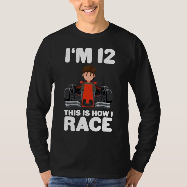 Camiseta Coche de Carreras para niños 12 cumpleaños 12 Doce (Anverso)