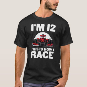 Camiseta Coche de Carreras para niños 12 cumpleaños 12 Doce