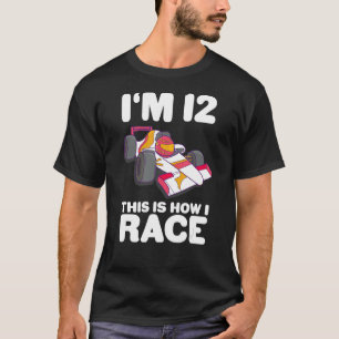 Camiseta Coche de Carreras para niños 12 cumpleaños 12 Doce