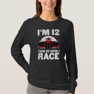 Camiseta Coche de Carreras para niños 12 cumpleaños 12 Doce