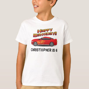 Camiseta Coche de carreras rojo caliente con la fiesta del