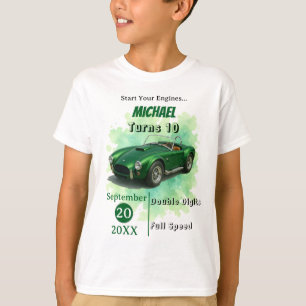 Camiseta Coche de Carreras verde de fiesta de cumpleaños de