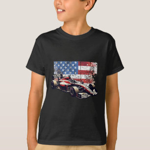Camiseta Coche de carreras vintage bandera americana 4 de j