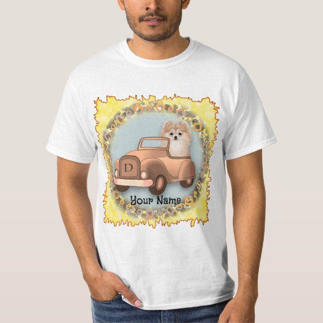 Camiseta Coche de conducción de perros de Pomerania (Anverso)