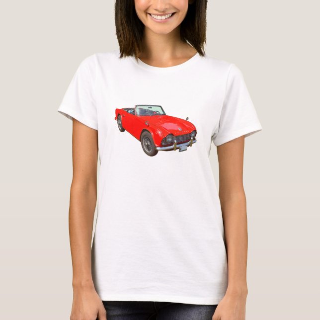 Camiseta Coche de deportes convertible rojo de Triumph Tr4 (Anverso)