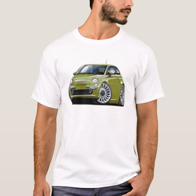 Camiseta Coche de la aceituna de Fiat 500 (Anverso)