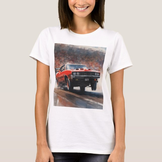 Camiseta Coche de músculo rojo vintage (Anverso)