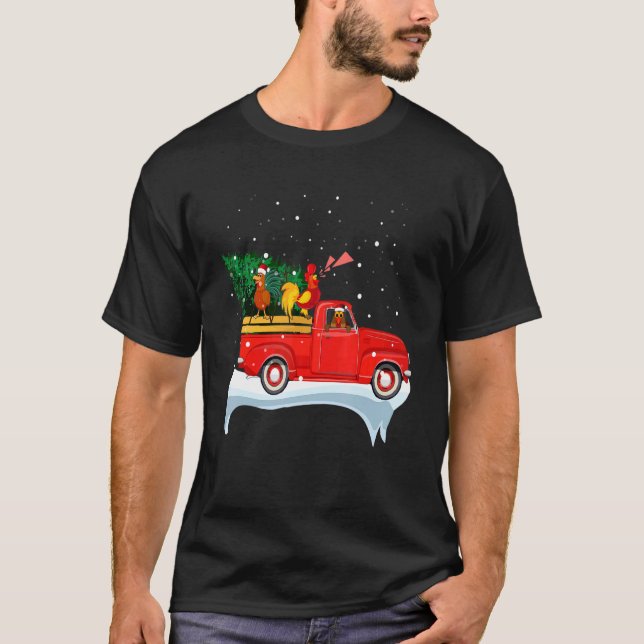 Camiseta Coche de Navidad de Pollo Ropa de Pollo de Navidad (Anverso)