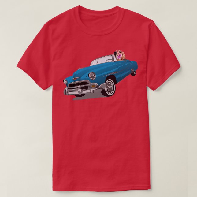 Camiseta coche de perros que conducen perros (Diseño del anverso)